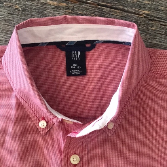Gap Kids Mini-Check Oxford Button Down Shirt XXL - Picture 2 of 9